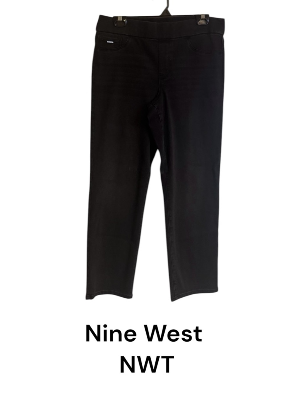 NWT NINE WEST Black Heidi Pull-On Straight Leg Women's Jeans SIZE: 12 #11